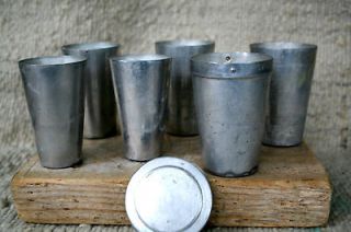 RARE OLD NESTED METAL SILVERED CUP SWISS ARMY (6 ITEMS W/ CAP 
