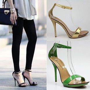 Women Stiletto High Heels Pumps Strap Sandals Shoes Black Gold All 