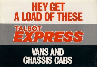 Talbot Express 1986 87 UK Market Brochure 1000 1400 1500 1800 Van 