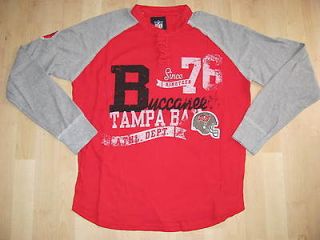 Tampa Bay Bucs Vintage Look Thermal Henley Sweater Sz M New NFL Team 