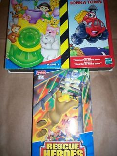 VHS movies(Chilldrens Rescue Heros, Little People, Tonka Town)