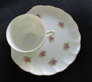 Vintage GEM Roses with Green Leaves Fine China of Japan Snack Plate 