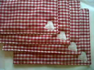Red gingham kitchen dining table plate place mats set of 6   Great 