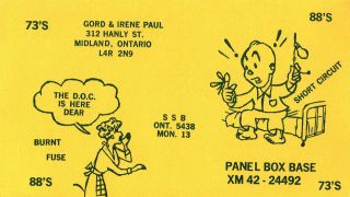 vintage CB radio QSL postcard comic Paul family 1970s Midland ON 