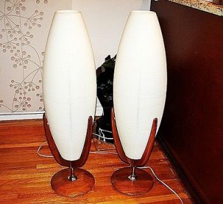 pair of danish modern teak rotoflex rocket mid century floor