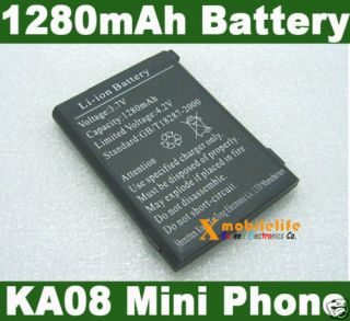 1280mah quality li ion battery for ka08 mini phone from