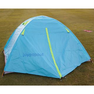 Person Camping Hiking Backpacking Aluminum Poles Two Walls Tent BLUE