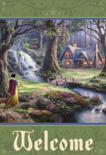 30x43 Thomas Kinkade Disney Snow White Discovers Welcome Estate 