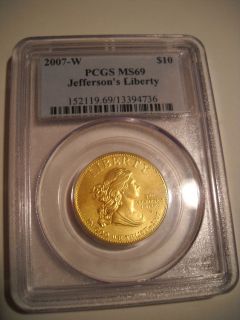 2007 W Gold $10 Thomas Jefferson first Spouse PCGS MS69 MS 69 