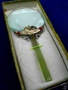 wonderful tibet silver magnifying glass with jade from china time