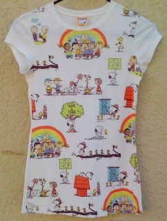 PEANUTS WOMENS SNOOPY CHARLIE BROWN RECYCLE SHIRT SMALL PETITE EUC