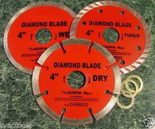 3pc 4 wet dry diamond cut saw blade circular marble