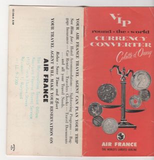 VINTAGE Ephemera ~ BROCHURE AIR FRANCE 1960 CURRENCY CONVERTER 22 PGS 