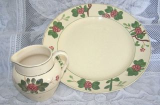 Pcs Early Titian Ware Royal Ivory Adams England Creamer & Din Plate 