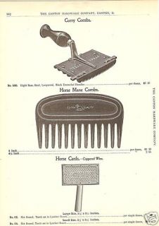 curry comb horse card mane comb antique 1896 catalog ad