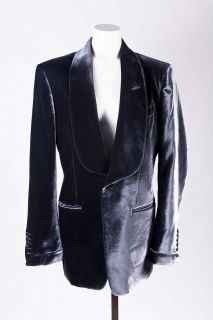 Tom Ford MENS NWT $3700 Blue/Grey Velvet Single Button Blazer Jacket 