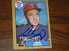 tom kelly autographed 1987 topps card twins 