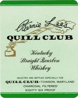   QUILL CLUB WHISKEY inkwell and quill pictured Towson Maryland n mint+