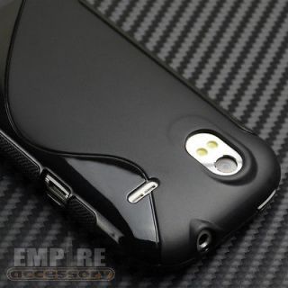 BLACK Gel TPU S Line Hybrid Cover Case Skin For T Mobile HTC Amaze 4G 