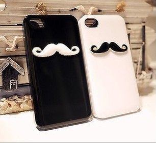 NEW 3D Black and White 2pcs Cute Chaplins beard for Iphone5 Hard case 