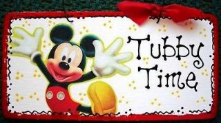 4x8 MICKEY MOUSE Tubby Time SIGN Bathroom Disney Decor Plaque 
