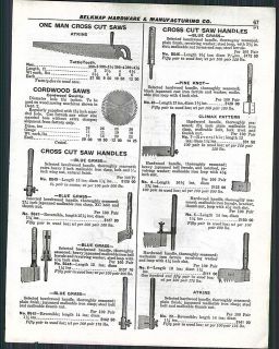 1929 ad Atkins Tuttle Tooth One 1 Man Cross Cut Saws Cordwood Circular 