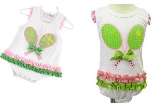   ) Sweet Baby Girl Infant Sporty Tennis Romper Suit Outfit, Super Fans