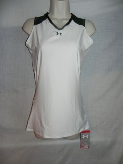 UNDER ARMOUR WOMENS VOLLEYBALL SLEEVELESS SHIRT SMALL WHITE GREEN NWT 