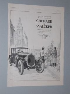 1925 CHENARD & WALCKER FRENCH MAGAZINE AD RIGHT HAND DRIVE CHAUFFEUR