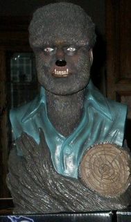 LON CHANEY Jr AS THE WOLF MAN BUST STATUE / COIN BANK, AMAZING LIFE 