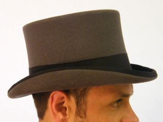 Brand New Mens Wool Felt Grey Top Hat Formal Events Wedding Hat
