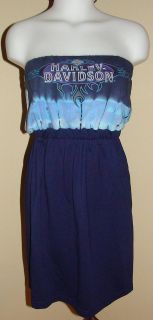 Biker Babe Strapless T Shirt Dress Reconstructed Tie Dye Blue DiY Size 