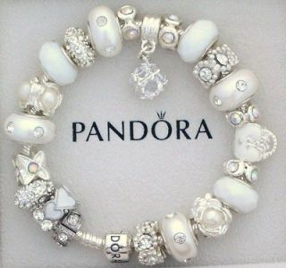 New Authentic Pandora Charm Bracelet Holiday White Silver Cz Crystal 