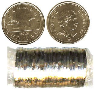 2012 OLD TYPE PRE APRIL CANADA $1 DOLLAR Loonie. FULL ROLL of 25 coins