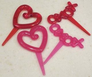 48 Heart & XOXOs OR LOVE Red Pink Cupcake Picks Valentine Shower 
