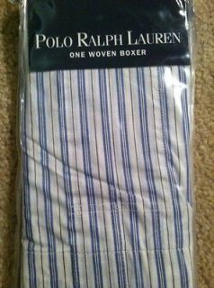 Polo Ralph Lauren Woven Boxer Short. Color White with Blue Stripes 