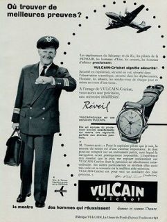  Vulcain Watch Company 1956 Swiss Ad Suisse Advert SwissAir Vulcain 