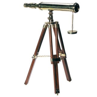 nautical tabletop telescope brass w wood tripod 