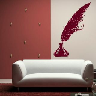 LARGE QUIL PEN FEATHER HUGE WALL DECAL STICKER giant tattoo picture 