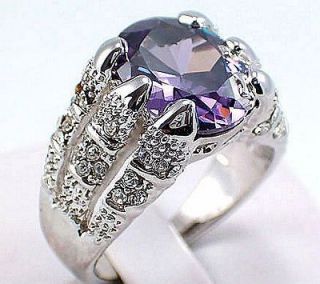 Size 10 or 8 Jewelry Mans Purple Amethyst 10KT White Gold Filled Ring 