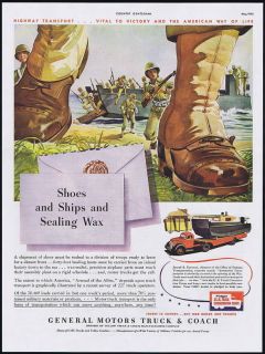 1943 GMC Truck Transportation WWII Troop Parts Boat Vintage Print Ad