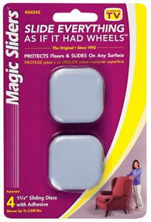 NEW MAGIC SLIDERS Adhesive Floor Slides 1 3/4 Square 4 Pack 04045