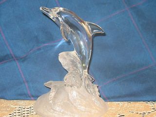 cristal d arques leaded crystal dophin on a frosted wave