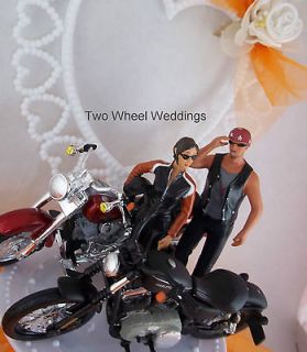 His N Hers Motorcycle Wedding Cake Topper 2 Bikes Biker Custom Colors 