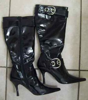   Shiny Glossy Buckle Goth Punk Pirate Witch Point Knee High Boots