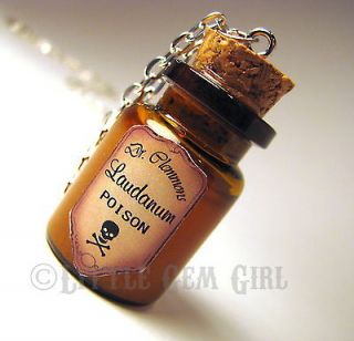 Laudanum Poison Glass Bottle Potion Necklace   Steampunk Gothic Magic 