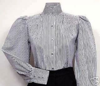 FRONTIER CLASSICS Victorian Black Striped Pioneer Blouse Steampunk 