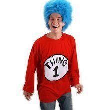adult halloween costume kit thing 1 t shirt and wig