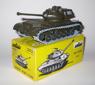 SOLIDO No. 202 TANK PATTON M 47   MILITARY BOXED CHAR BLINDE MADE IN 