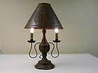 NICE*Country Colonial Primitive Rustic Lighting2 arm Charlotte Table 